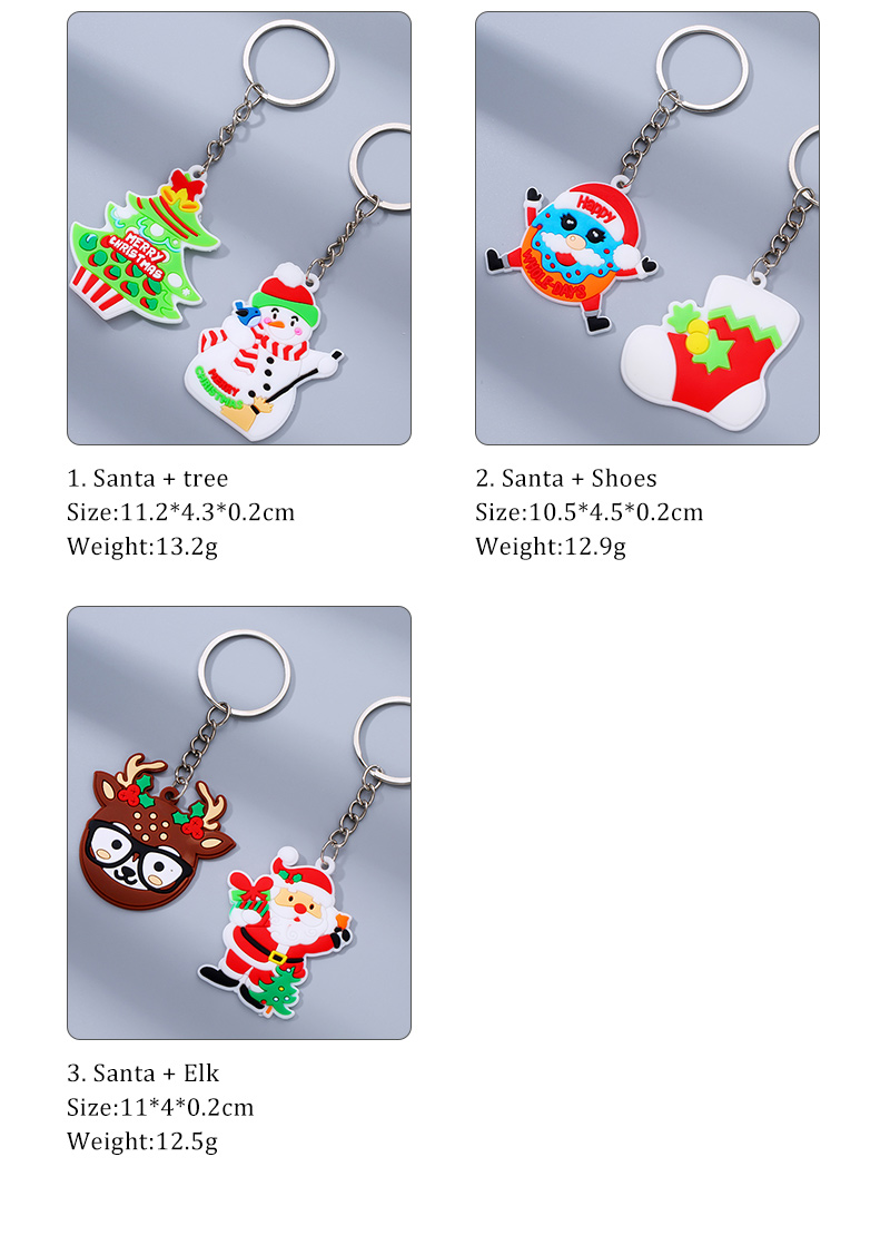 Cute Santa Claus PVC Metal Epoxy Bag Pendant Keychain 2 Piecespicture4