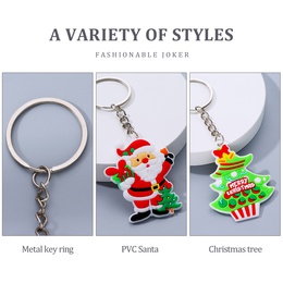 Cartoon Style Christmas Tree Santa Claus Christmas Socks PVC Metal Epoxy Bag Pendant 2 Piecespicture9