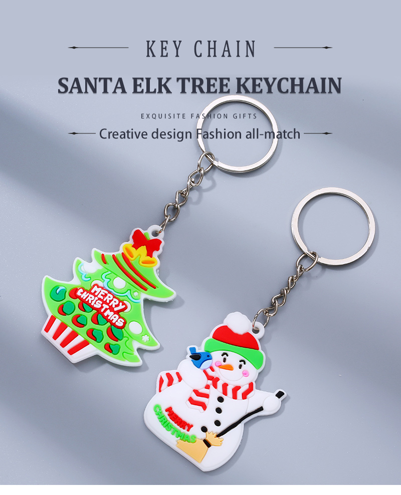 Cartoon Style Christmas Tree Santa Claus Christmas Socks PVC Metal Epoxy Bag Pendant 2 Piecespicture1