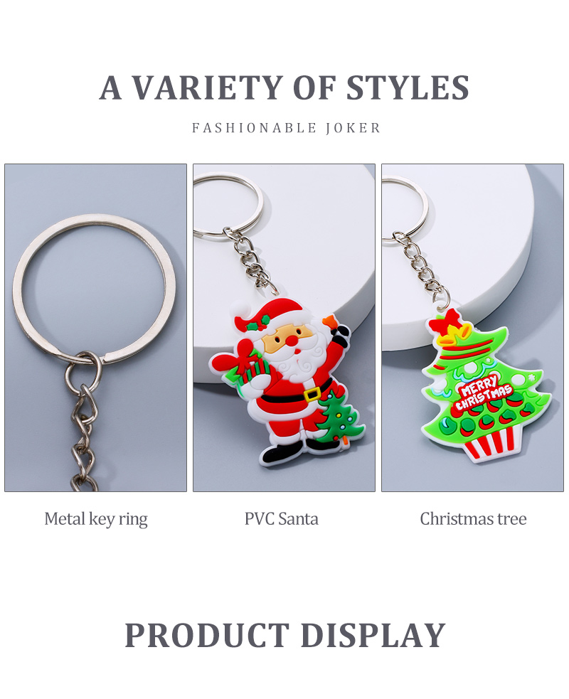 Cartoon Style Christmas Tree Santa Claus Christmas Socks PVC Metal Epoxy Bag Pendant 2 Piecespicture3