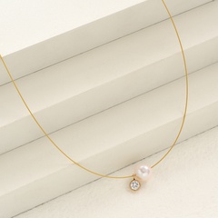 Mode Runden Kupfer Halskette Vergoldet Perle Zirkon Kupfer Halsketten 1 Stück