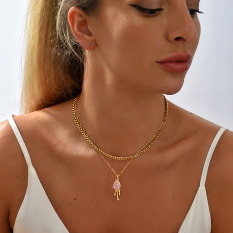 Mode Wassertropfen Kupfer Halskette Mit Anhänger Vergoldet Zirkon Kupfer Halsketten 1 Stück's discount tags