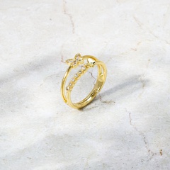 Mode Schmetterling Kupfer Ringe Vergoldet Zirkon Kupfer Ringe 1 Stück