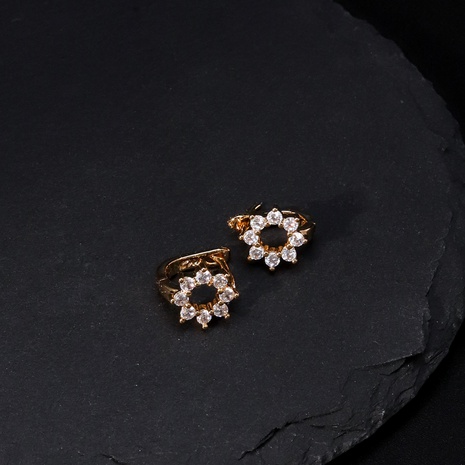 Simple Style Flower Copper Earrings Gold Plated Zircon Copper Earrings 1 Pair's discount tags