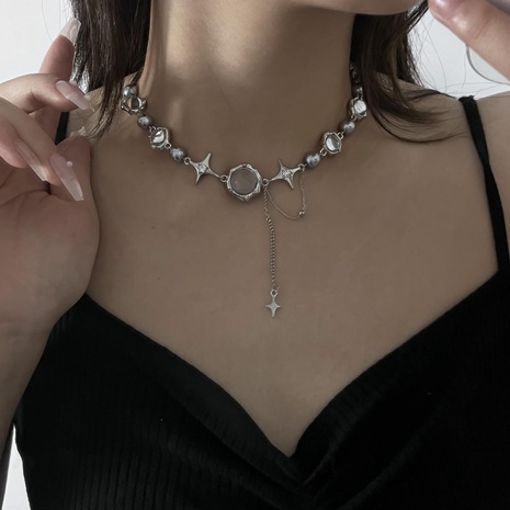 Mode Kreuzen Legierung Überzug Künstliche Edelsteine Halskette's discount tags