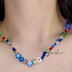 Bohemien Blume Imitationsperle Kunststoff Harz Perlen Halskette