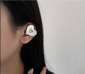 Fashion Heart Shape Alloy Plating Artificial Gemstones Ear clips