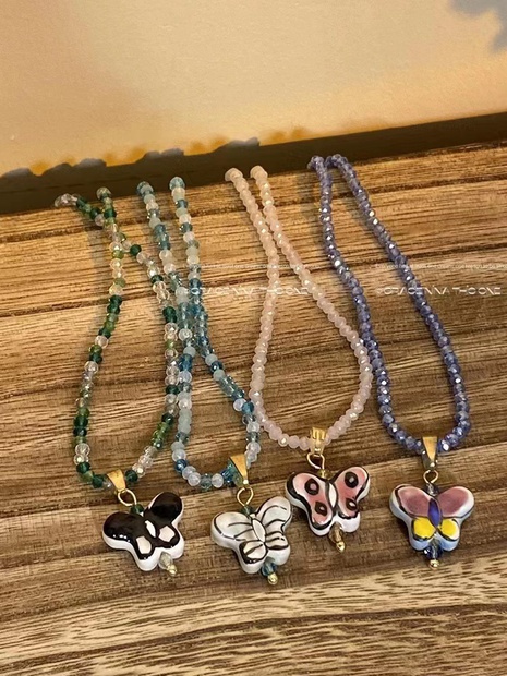 Bohemien Schmetterling Kunststoff Harz Perlen Halskette's discount tags