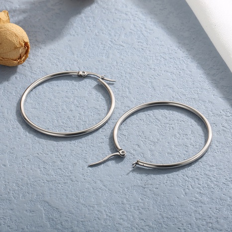 Simple Style Circle Stainless Steel Hoop Earrings Plating Metal Stainless Steel Earrings's discount tags