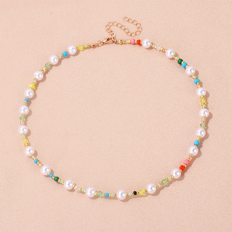 Bohemian Geometric Alloy Beaded Artificial Pearl Necklace's discount tags
