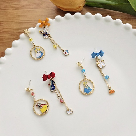 Sweet Cartoon Character Bow Knot Alloy Enamel Stoving Varnish Ear clips Earrings's discount tags