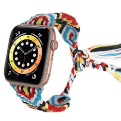 Mano de hilo de algodón a la moda para mujer-Correa de reloj tejida adecuada para Apple Watch