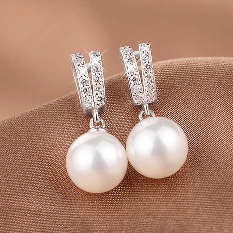 Barocker Stil Geometrisch Kupfer Hängende Ohrringe Inlay Künstliche Perlen Künstlicher Diamant Kupfer Ohrringe 1 Paar's discount tags