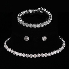Simple Style Round Alloy Plating Inlay Artificial Crystal Bracelets Earrings Necklace 1 Set