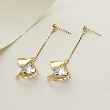 Elegant Geometric Copper Drop Earrings Plating Glass Stone Copper Earrings's discount tags
