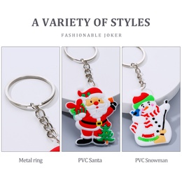 Cute Santa Claus Christmas Socks PVC Metal Epoxy Keychain 1 Piecepicture9