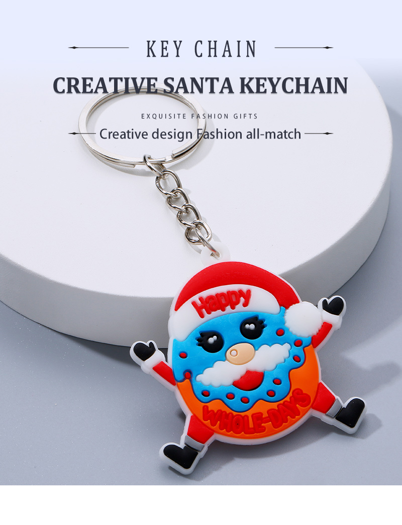 Cute Santa Claus Christmas Socks PVC Metal Epoxy Keychain 1 Piecepicture1