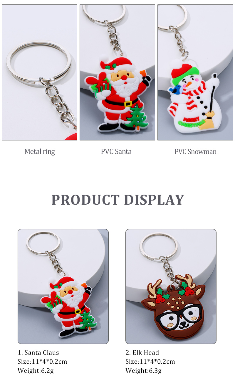 Cute Santa Claus Christmas Socks PVC Metal Epoxy Keychain 1 Piecepicture3