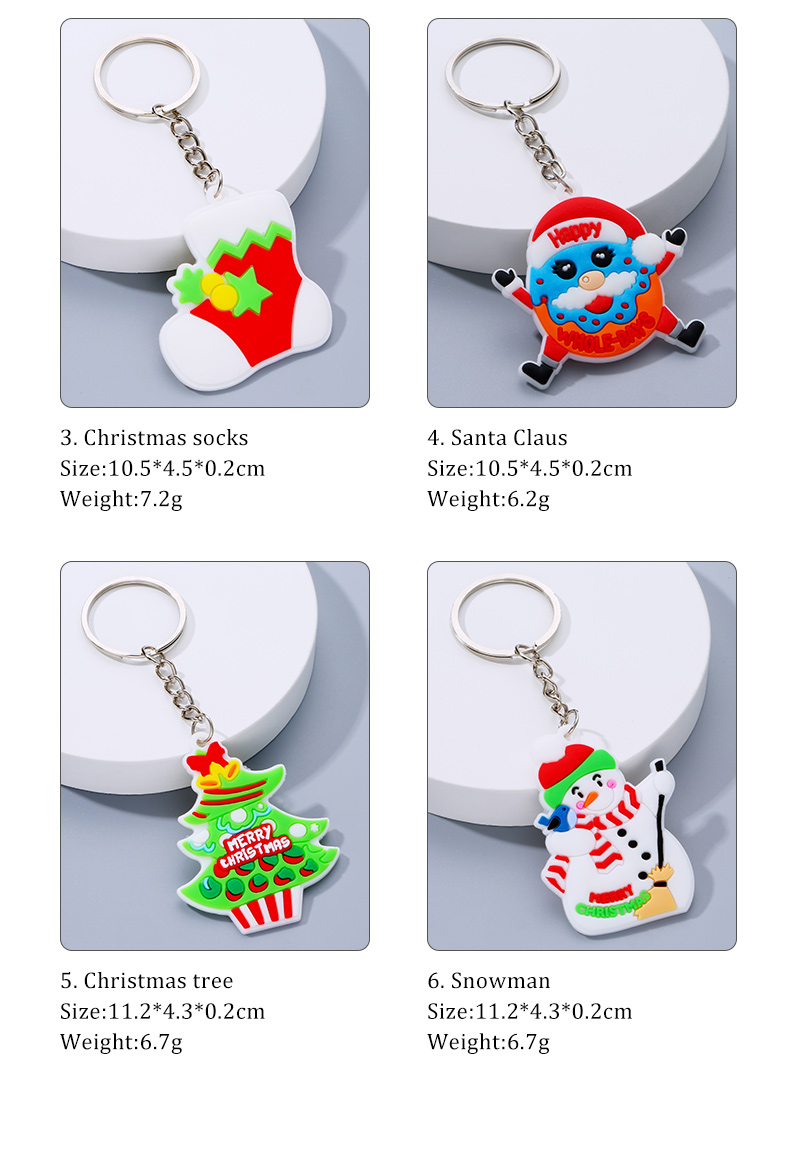 Cute Santa Claus Christmas Socks PVC Metal Epoxy Keychain 1 Piecepicture4