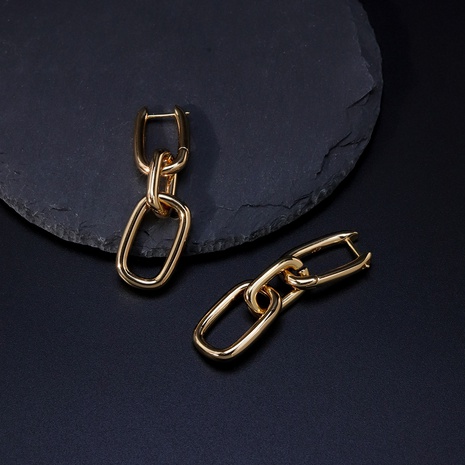 Simple Style Geometric Copper Drop Earrings Gold Plated Copper Earrings 1 Pair's discount tags
