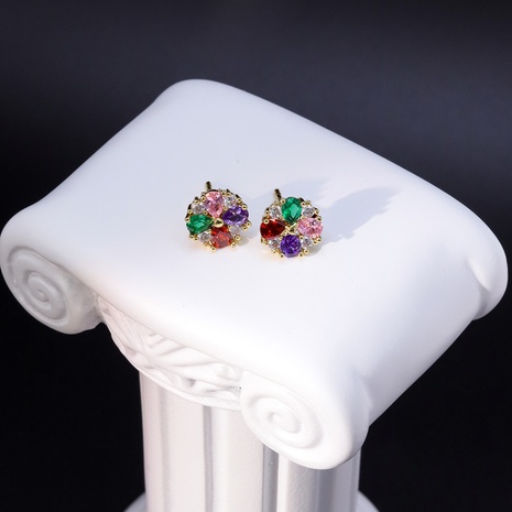 Simple Style Flower Copper Ear Studs Gold Plated Zircon Copper Earrings 1 Pair's discount tags