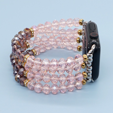 Bonita banda de reloj de perlas de cristal rosa púrpura para Apple Watch's discount tags