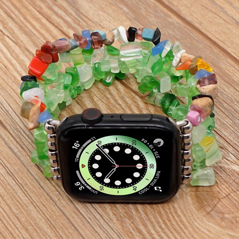 Green Aventurine Gravel Handmade Beaded Watch Band Suitable for Applewatch's discount tags