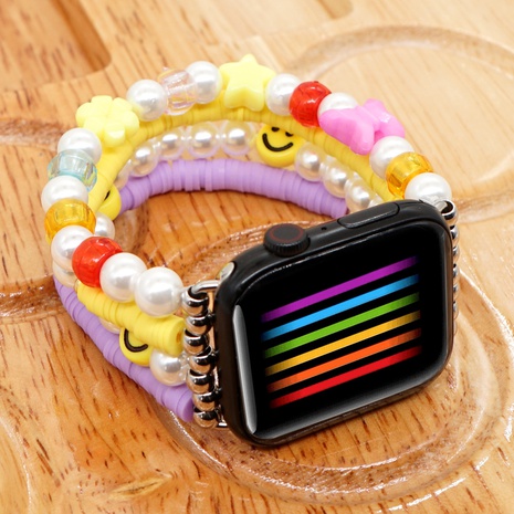Linda correa de reloj de mariposa de estrella de arcilla polimérica de perlas de imitación adecuada para Apple Watch's discount tags
