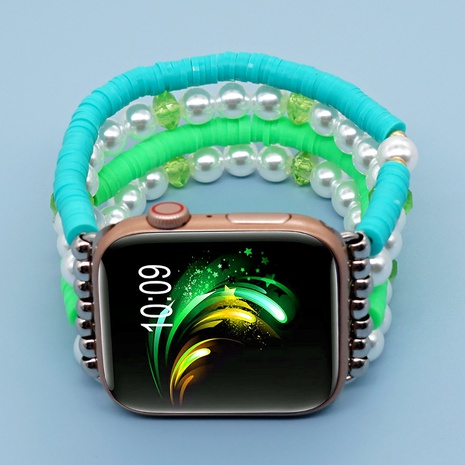 Fashion polymer clay Imitation pearl Beaded  AppleWatch Strap Suitable for Series 7/Se/6/5's discount tags