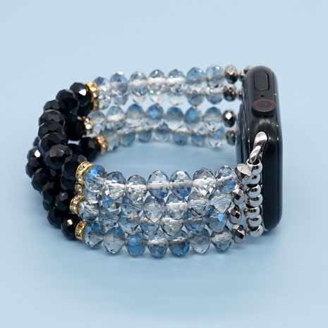 Correa de cristal azul y negro de moda para mujer apta para Apple Watch's discount tags