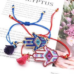 Simple Style Devil'S Eye Palm Beaded rope Handmade Tassel Bracelets