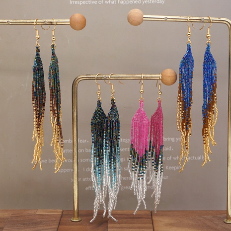 Ethnic Style Tassel Beaded Handmade Drop Earrings's discount tags
