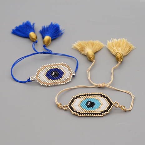 Formal Devil'S Eye Beaded rope Knitting Tassel Bracelets's discount tags