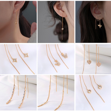Fashion Heart Shape Butterfly Bow Knot Copper Earrings Inlay Zircon Copper Earrings 1 Pair's discount tags