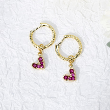 Simple Style Heart Shape Copper Drop Earrings Gold Plated Zircon Copper Earrings 1 Pair's discount tags