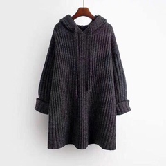 Fashion Solid Color Cotton Hooded Long Sleeve Sweater