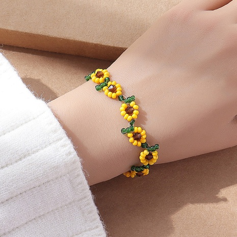 Fashion Flower Glass Beaded Pearl Bracelets 1 Piece's discount tags