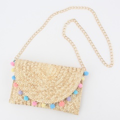 Ethnic Style Solid Color Weave Square Magnetic Buckle Square Bag