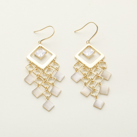 Fashion Square Copper Drop Earrings Inlay Zircon Copper Earrings's discount tags