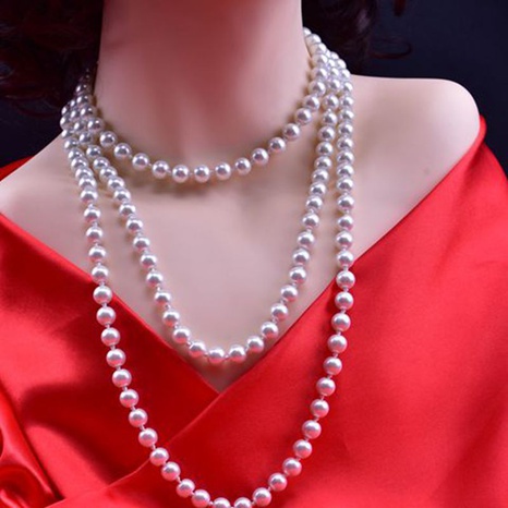 Elegante Color Sólido Perla Artificial Con Cuentas Collares En Capas 1 Pieza's discount tags