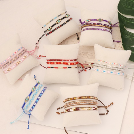 Bohemian Geometric Beaded Artificial Crystal Knitting Bracelets 1 Set's discount tags