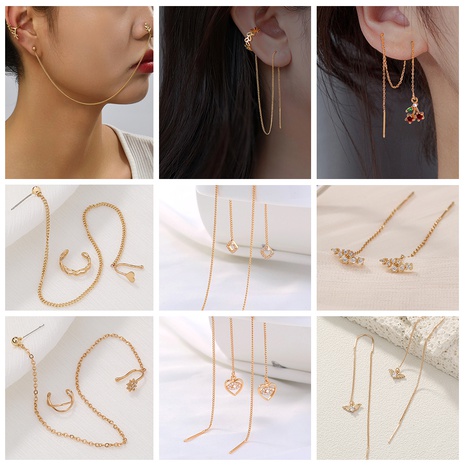 Fashion Geometric Heart Shape Copper Ear clips Earrings Irregular Zircon Copper Earrings 1 Piece's discount tags
