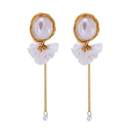 Fashion Tassel Flower Imitation Pearl Alloy Inlay Resin Earrings 1 Pairpicture13