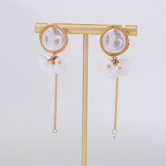 Fashion Tassel Flower Imitation Pearl Alloy Inlay Resin Earrings 1 Pair