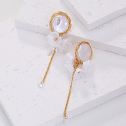 Fashion Tassel Flower Imitation Pearl Alloy Inlay Resin Earrings 1 Pairpicture9