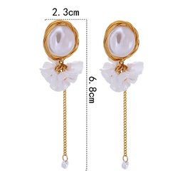 Fashion Tassel Flower Imitation Pearl Alloy Inlay Resin Earrings 1 Pairpicture14