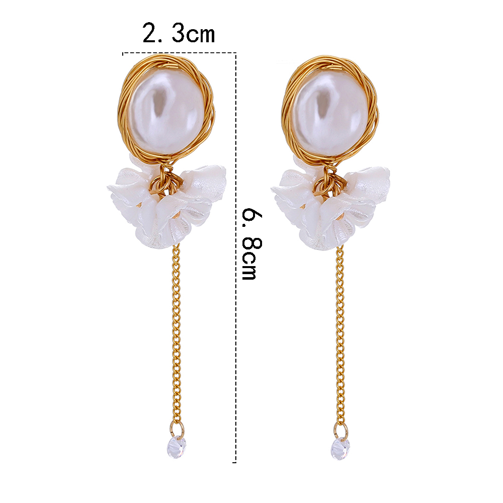 Fashion Tassel Flower Imitation Pearl Alloy Inlay Resin Earrings 1 Pairpicture7