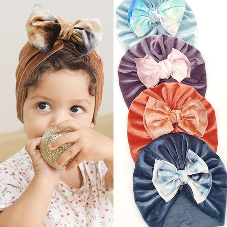 Children Unisex Cute Tie Dye Bow Knot Baby Hat's discount tags