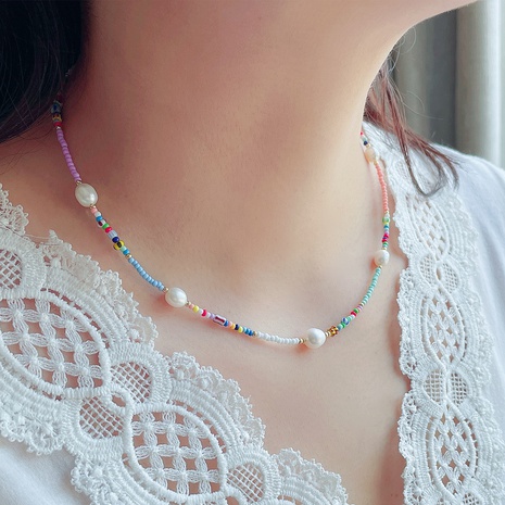 Bohemian Geometric Beaded Glass Pearl Necklace's discount tags