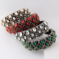 Baroque Style Solid Color Sponge Inlay Rhinestone Hair Band